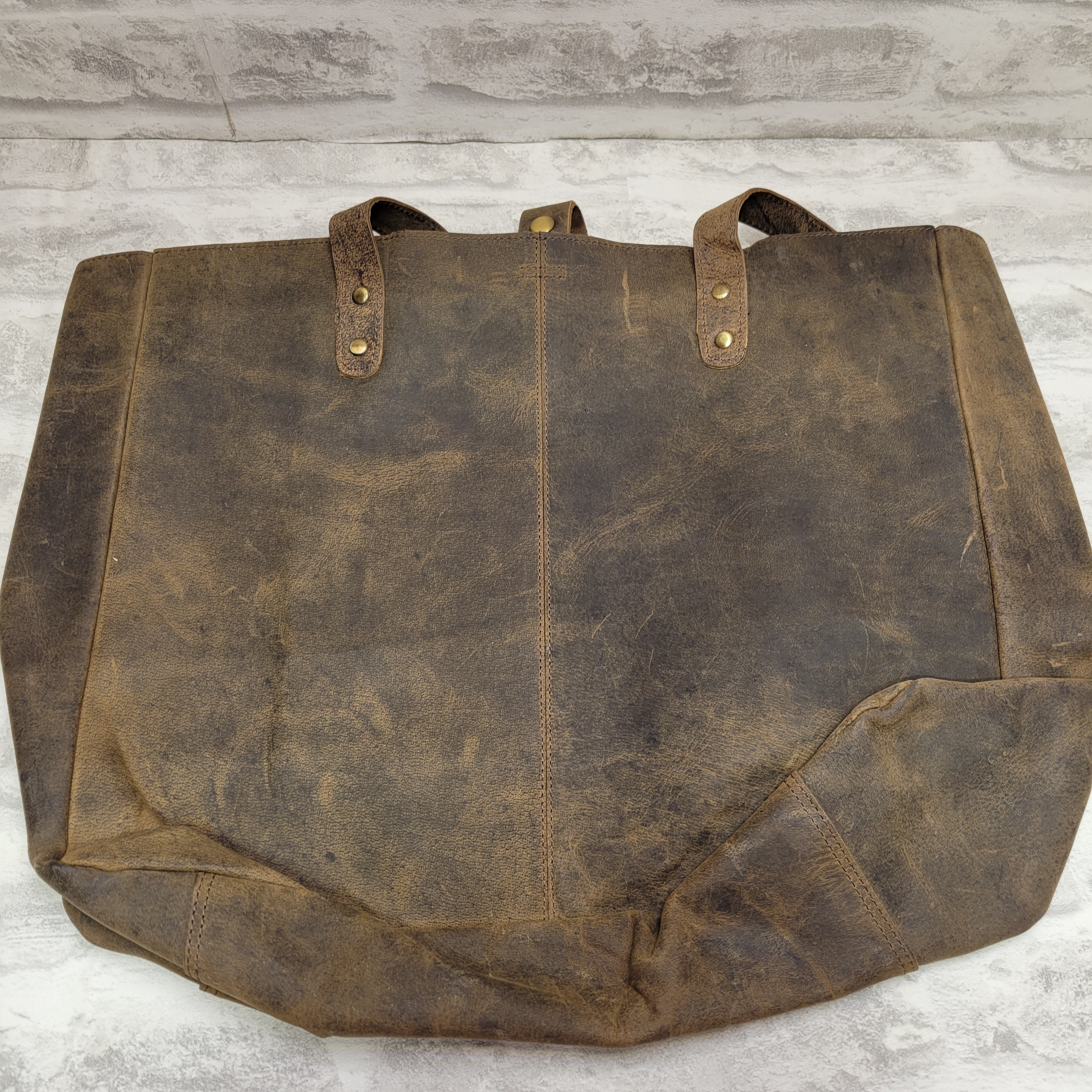 KomalC Leather Shoulder Bag Tote Handbag (18.5", Buffalo Distressed Tan) (7680000196846)
